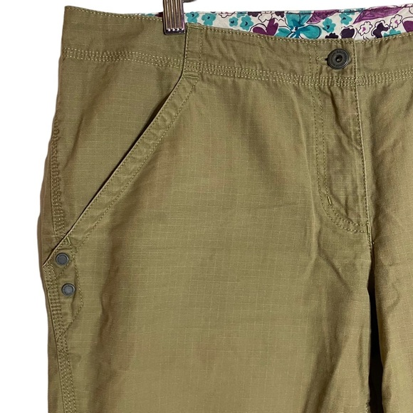 MEC Olive Cropped Organic Cotton Pants Ripstop Woven Pockets Drawstring Large L - Picture 5 of 16